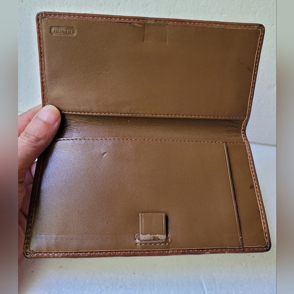 Coach Logo Wallet Checkbook Cover Vintage Brown and Beige Cloth & Leather READ* - Picture 4 of 6